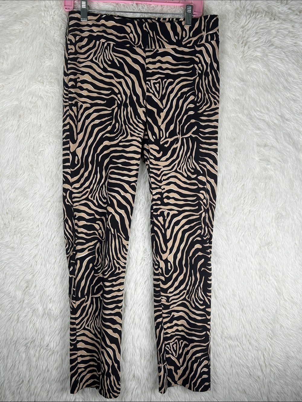 Zebra Print Slim Leggings - Black & Beige